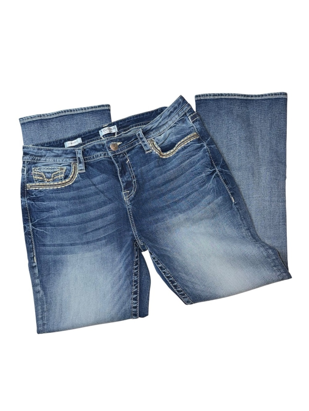 VIGOSS Women's Blue Distressed Bootcut Jeans